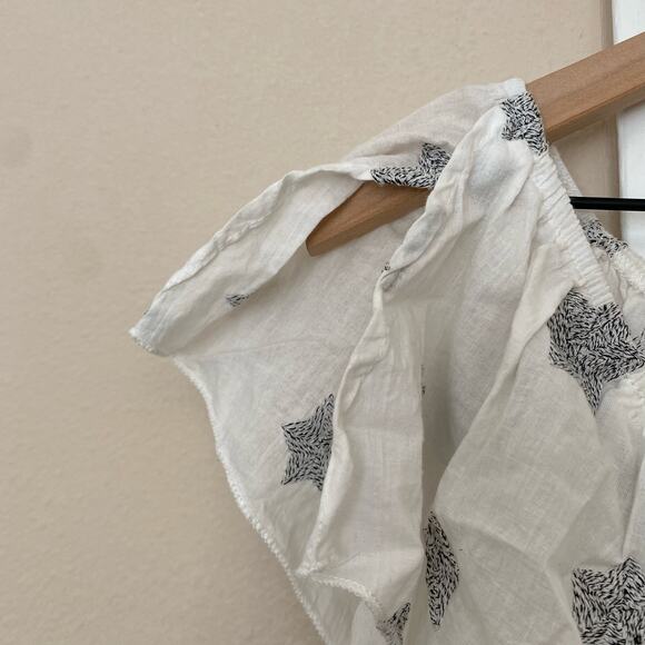 143 Story by Line Up Women's Star Embroidered White Ruffle Blouse Size Small - Picture 3 of 10